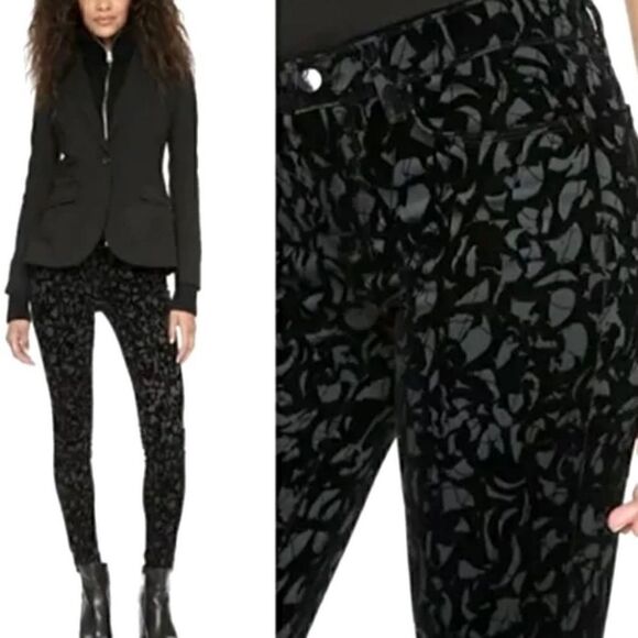 J Brand, Olive Brocade 620 Super Skinny Jean Patterned Burnout Velvet Women’s 24 - Picture 10 of 16